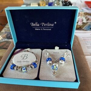 BELLA PERLINA BRACELET, NECKLACE AND EARRINGS IN ORIGINAL BOX. NEW